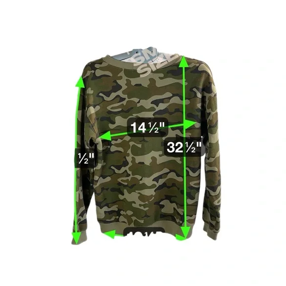 Wound Up Camouflage Crewneck Women’s Sweatshirt, Streetwear/Casual/ Playful Bold - Picture 5 of 11